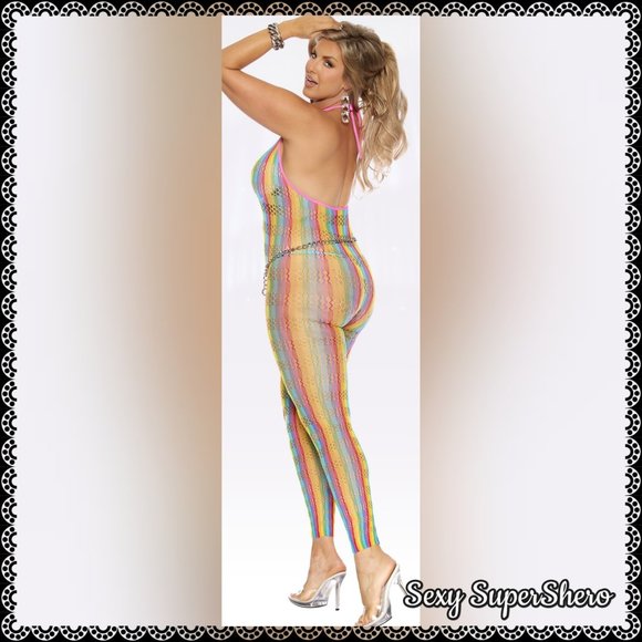 🆕🏳️‍🌈Rainbow Pride Crochet Lingerie Bodystocking - Picture 2 of 6
